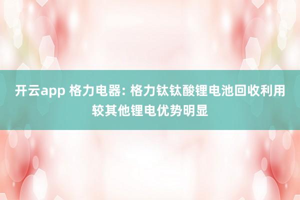 开云app 格力电器: 格力钛钛酸锂电池回收利用较其他锂电优势明显