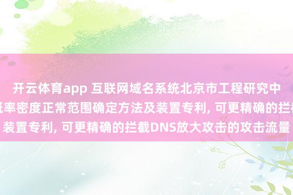 开云体育app 互联网域名系统北京市工程研究中心申请DNS应答长度概率密度正常范围确定方法及装置专利, 可更精确的拦截DNS放大攻击的攻击流量