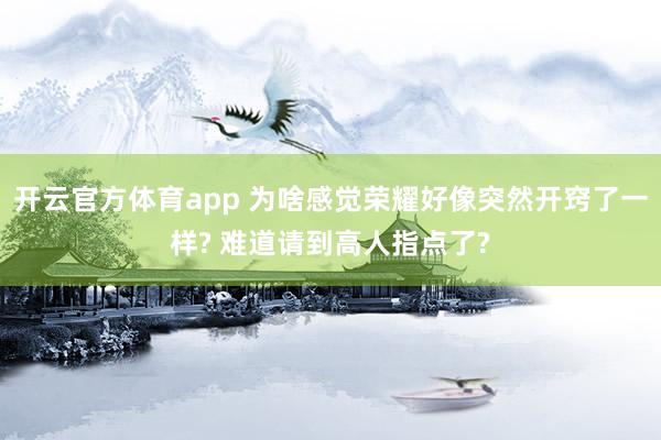 开云官方体育app 为啥感觉荣耀好像突然开窍了一样? 难道请到高人指点了?