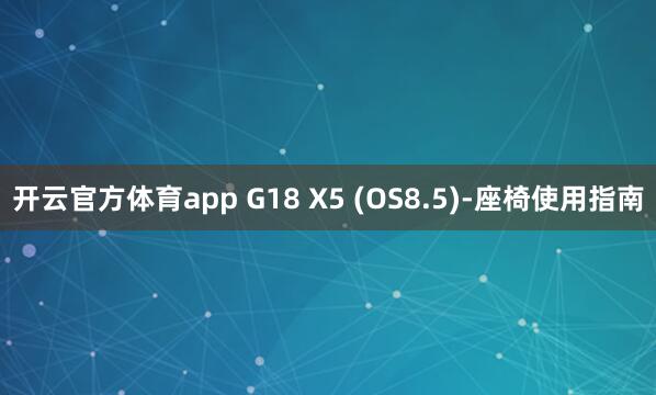 开云官方体育app G18 X5 (OS8.5)-座椅使用指南
