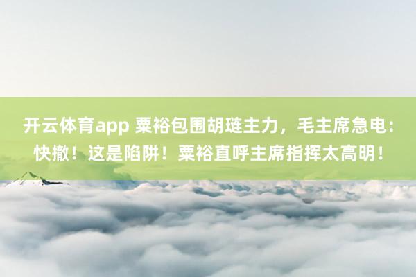 开云体育app 粟裕包围胡琏主力,毛主席急电:快撤!这是陷阱!粟裕直呼主席指挥太高明!