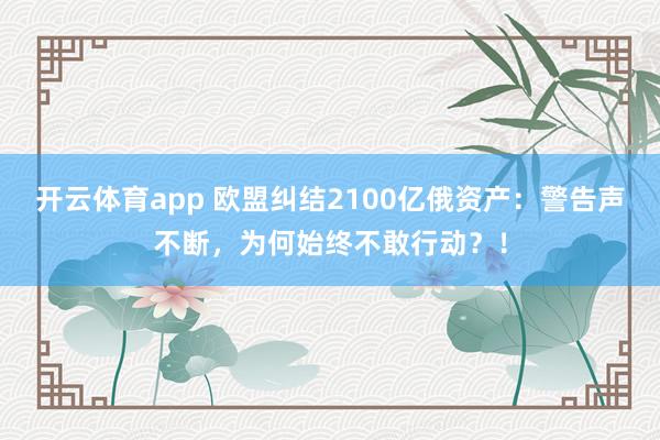 开云体育app 欧盟纠结2100亿俄资产:警告声不断,为何始终不敢行动?!
