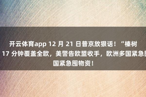 开云体育app 12 月 21 日普京放狠话！“榛树” 导弹 17 分钟覆盖全欧，美警告欧盟收手，欧洲多国紧急囤物资！