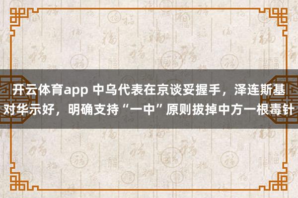 开云体育app 中乌代表在京谈妥握手，泽连斯基对华示好，明确支持“一中”原则拔掉中方一根毒针