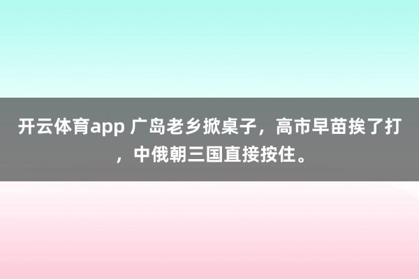 开云体育app 广岛老乡掀桌子,高市早苗挨了打,中俄朝三国直接按住。