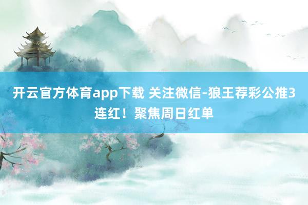 开云官方体育app下载 关注微信-狼王荐彩公推3连红!聚焦周日红单