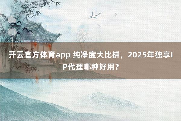 开云官方体育app 纯净度大比拼,2025年独享IP代理哪种好用?