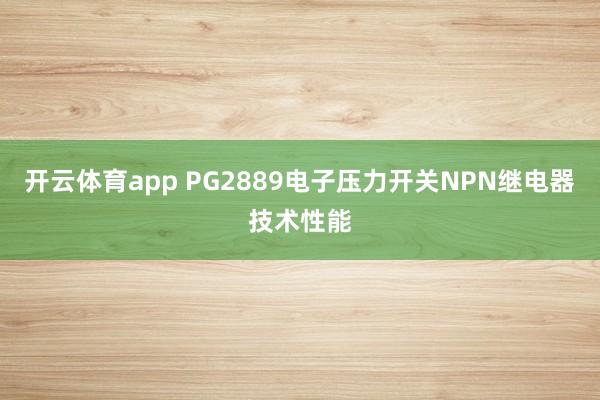 开云体育app PG2889电子压力开关NPN继电器技术性能