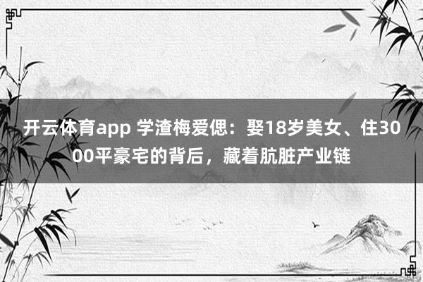 开云体育app 学渣梅爱偲:娶18岁美女、住3000平豪宅的背后,藏着肮脏产业链